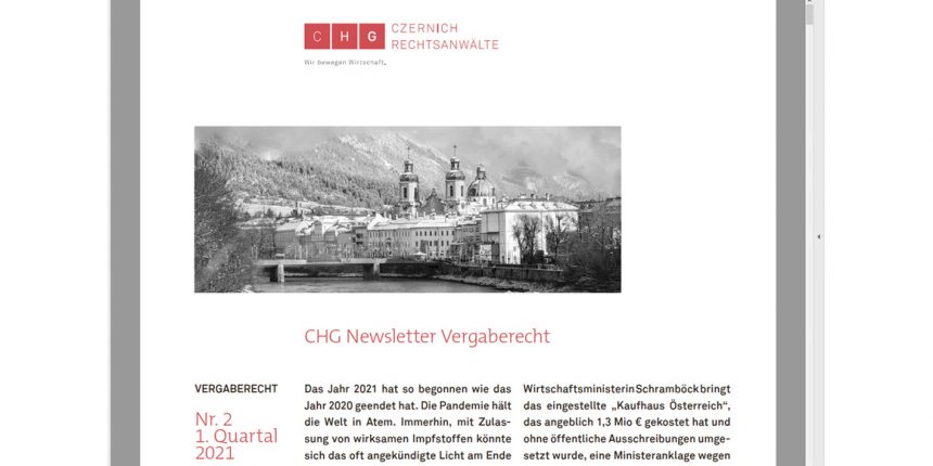 CHG-Newsletter Vergaberecht Nr. 2 erschienen