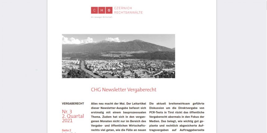 CHG-Newsletter Vergaberecht Nr. 3 erschienen — Kopie